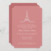 Rose Pink Eiffel Tower Under the Stars Quinceañera Invitation (Front/Back)