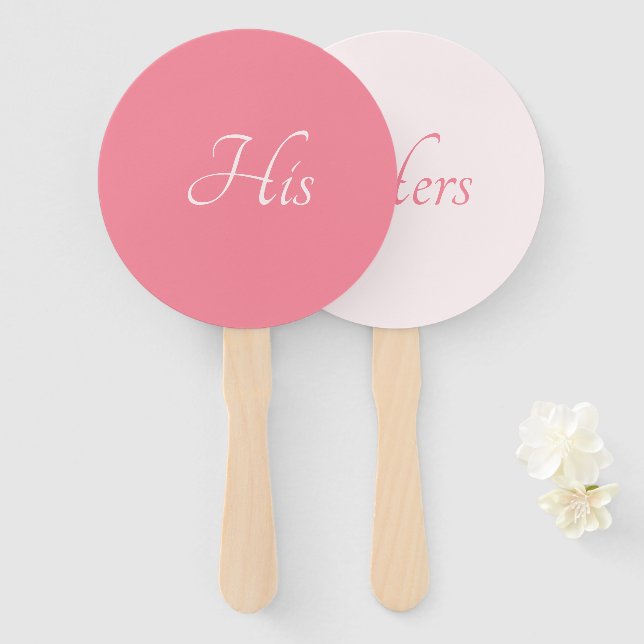 Rose Pink Elegant His and Hers Engagement Wedding Hand Fan (Front and Back)