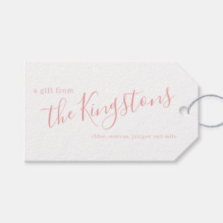Rose Pink Family Name Script Gift Tags