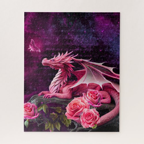 Rose Pink Fantasy Dragon Jigsaw Puzzle