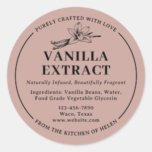 Rose Pink Farmhouse Homemade Vanilla Extract Label