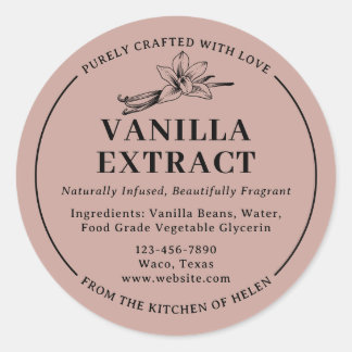 Rose Pink Farmhouse Homemade Vanilla Extract Label