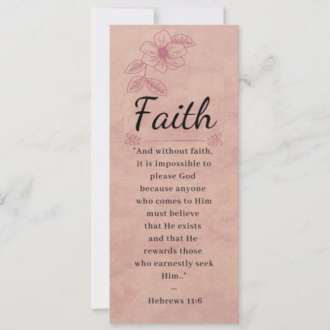 Rose Pink Floral Elegant Bible - Faith - Bookmark (Front)