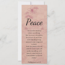 Rose Pink Floral Elegant Bible - Peace - Bookmark