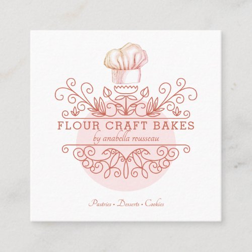 Rose Pink Frame Bakery Bakers Logo Business Card