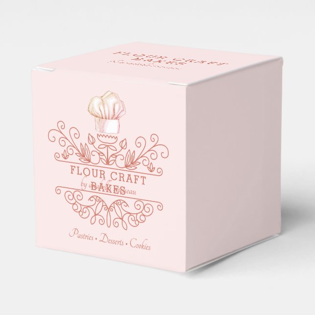 Rose Pink Frame Bakery Baker's Takeout Favor Boxes (Front Side)