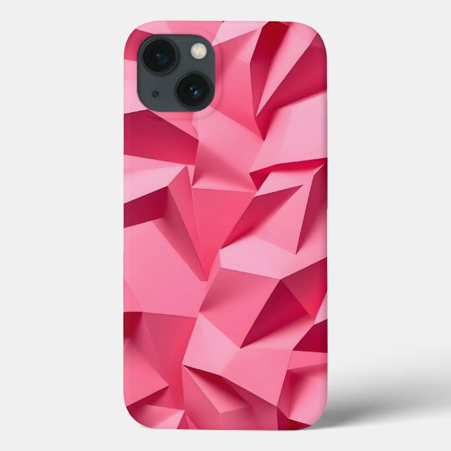 Rose Pink Geometric iPhone Case with 3D Texture (Back)