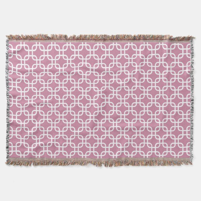 Rose Pink Geometric Links Pattern Throw Blanket (Front)