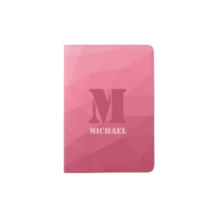 Rose pink geometric mesh pattern Monogram Passport Holder