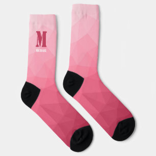 Rose pink geometric mesh pattern Monogram Socks