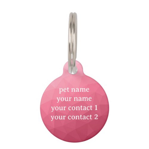 Rose pink geometric mesh pattern Your text Pet ID Tag