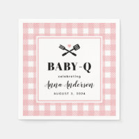Rose Pink Gingham Plaid Baby Q Shower