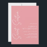 Rose Pink Girly Sweet Sixteen Script 16th Birthday Invitation<br><div class="desc">Modern sweet 16 invitations with a handwritten script font. Blush pink color with white font.</div>