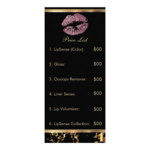 Rose Pink Glitter and Marble Lip Price List Rack Card