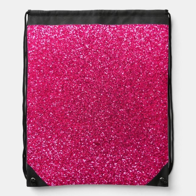 Rose pink glitter drawstring bag (Front)