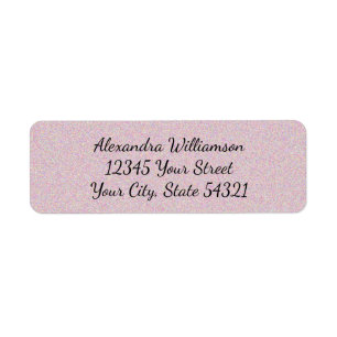 Rose Pink Glitter Girly Glam Script Name Address Label