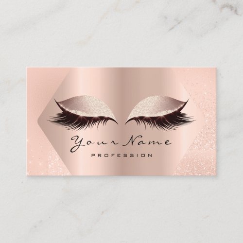 Rose Pink Glitter Makeup Artist Lashes Blush Lux Business Card