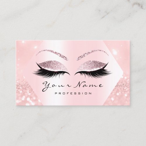 Rose Pink Glitter Makeup Artist Lashes Browns Business Card