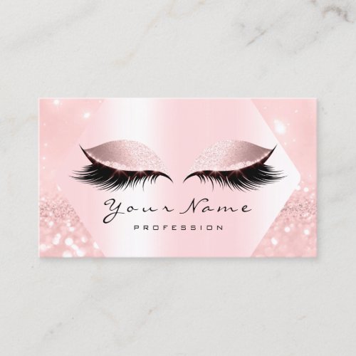 Rose Pink Glitter Makeup Artist Lashes Pastels Business Card
