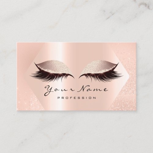 Rose Pink Glitter Makeup Artist Lashes Peach Lux Business Card