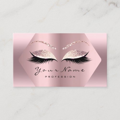 Rose Pink Glitter Makeup Artist Lashes Studio Business Card