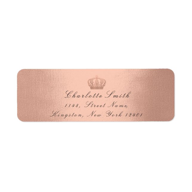 Rose Pink Glitter RSVP Crown Princess Bridal Blush Label (Front)