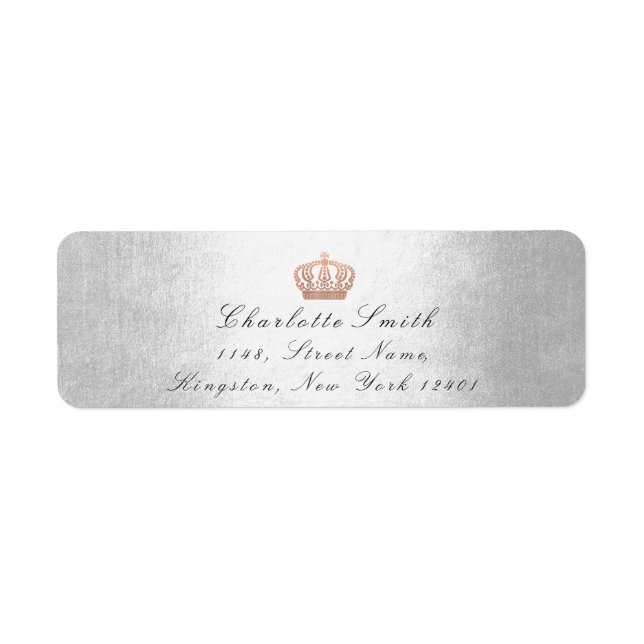 Rose Pink Glitter RSVP Crown Princess Bridal Gray Label (Front)