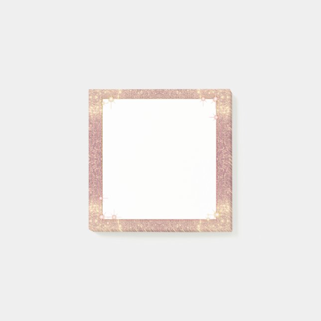 Rose Pink Glitter Sparkle Glam Faux Texture Post-it Notes (Front)