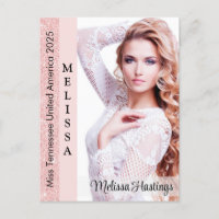 Rose Pink Glitz Pageant Autograph Photo Card