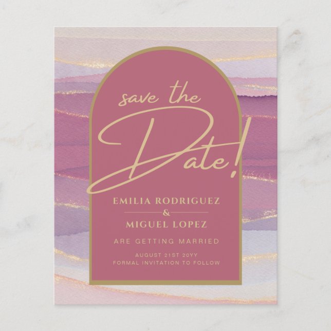 Rose Pink Gold Arch Marble Wedding SAVE DATES   Flyer (Front)