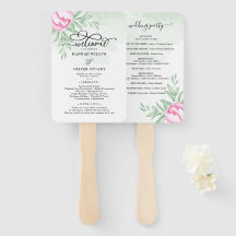 Rose Pink Gold Floral Greenery Wedding Program 