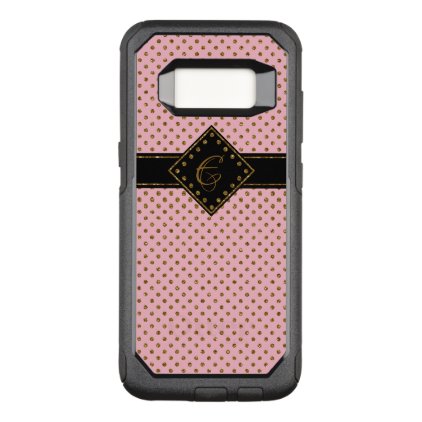 ROSE PINK GOLD GLITTER GIRLY POLKA DOTS MONOGRAMME OtterBox COMMUTER SAMSUNG GALAXY S8 CASE