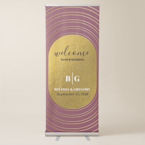 Rose Pink  Gold Modern Arch Wedding Welcome Sign