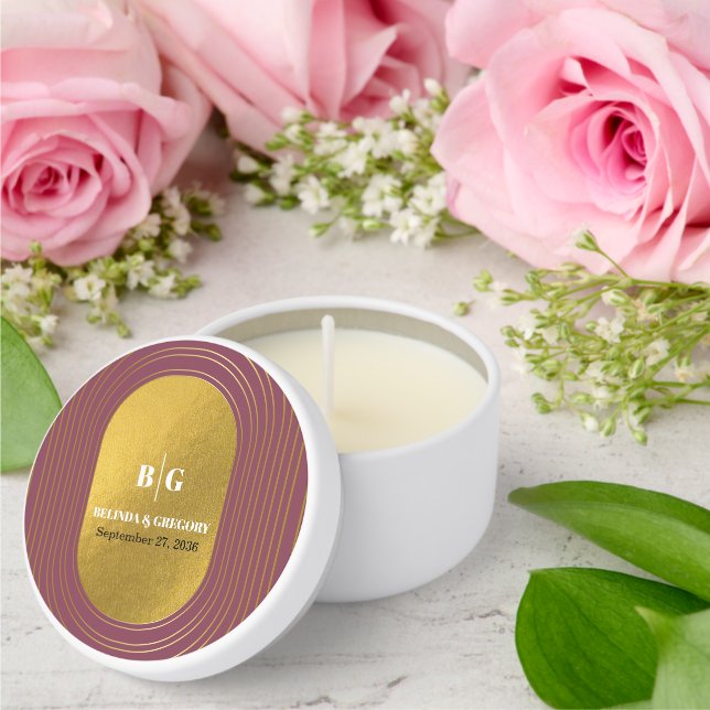 Rose Pink & Gold Modern Minimalist Arch Wedding Mini Candle Favors (Insitu (Wedding))