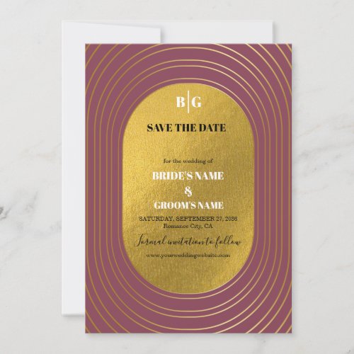 Rose Pink  Gold Modern Minimalist Arch Wedding Save The Date