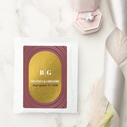 Rose Pink  Gold Modern Minimalist Arch Wedding  Tea Bag Drink Mix