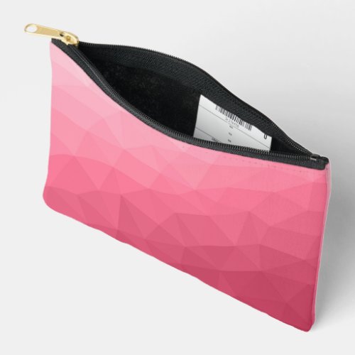 Rose pink gradient geometric mesh pattern accessory pouch
