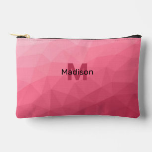 Rose pink gradient geometric mesh pattern Monogram Accessory Pouch