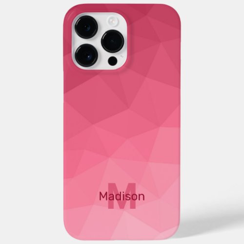 Rose pink Gradient Geometric Mesh Pattern Monogram Case_Mate iPhone 14 Pro Max Case