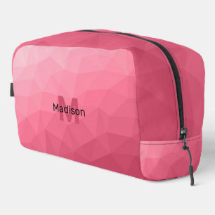 Rose pink gradient geometric mesh pattern Monogram Dopp Kit
