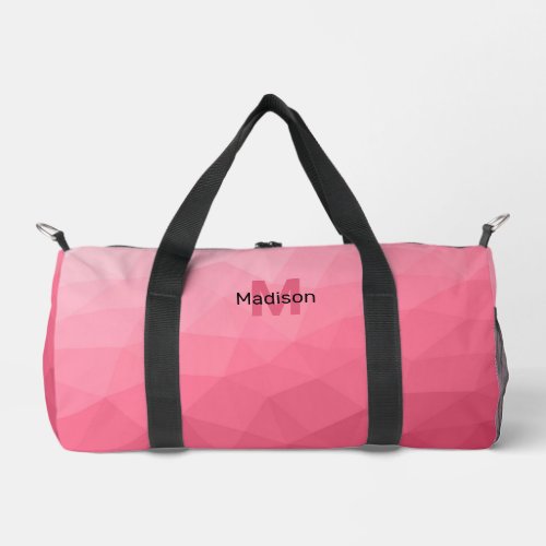 Rose pink gradient geometric mesh pattern Monogram Duffle Bag