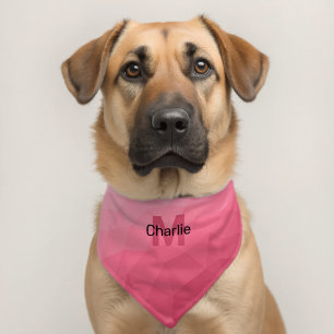 Rose pink gradient geometric mesh pattern Monogram Pet Bandana Collar
