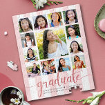 Rose Pink Graduation K–12 Photo Collage Script Jigsaw Puzzle<br><div class="desc">Be proud, rejoice and showcase this milestone of your favorite grad. Create this girly, stunning, simple, modern, personalized high school graduation K – 12 photo collage jigsaw puzzle for a keepsake you’ll always treasure. A fun, elegant visual of rose gold glitter script typography, along with her name, class year, and...</div>