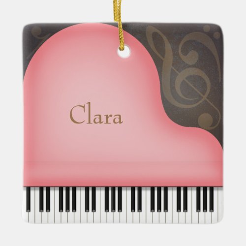 Rose Pink Grand Piano Charming Musical Keepsake Ceramic Ornament