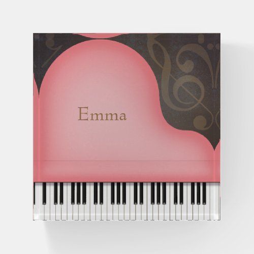 Rose Pink Grand Piano Elegant Musicians Custom Paperweight