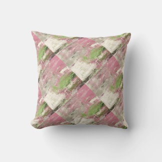 Rose Pink Green & White Modern Abstract Pillow