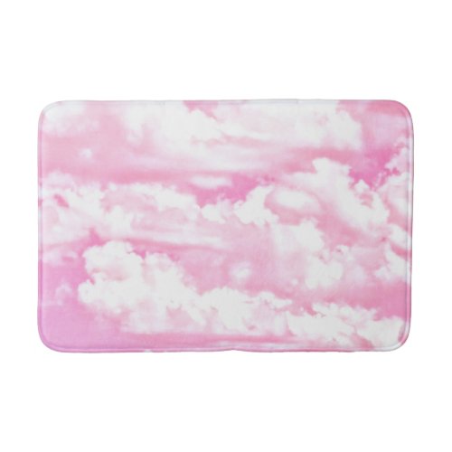 Rose Pink Happy Clouds Decor Bath Mat