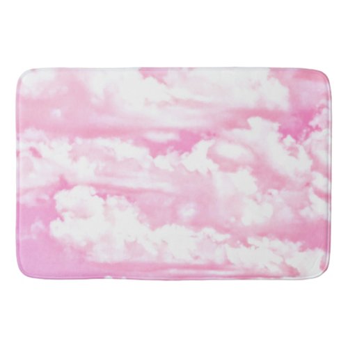 Rose Pink Happy Clouds Decor Bathroom Mat