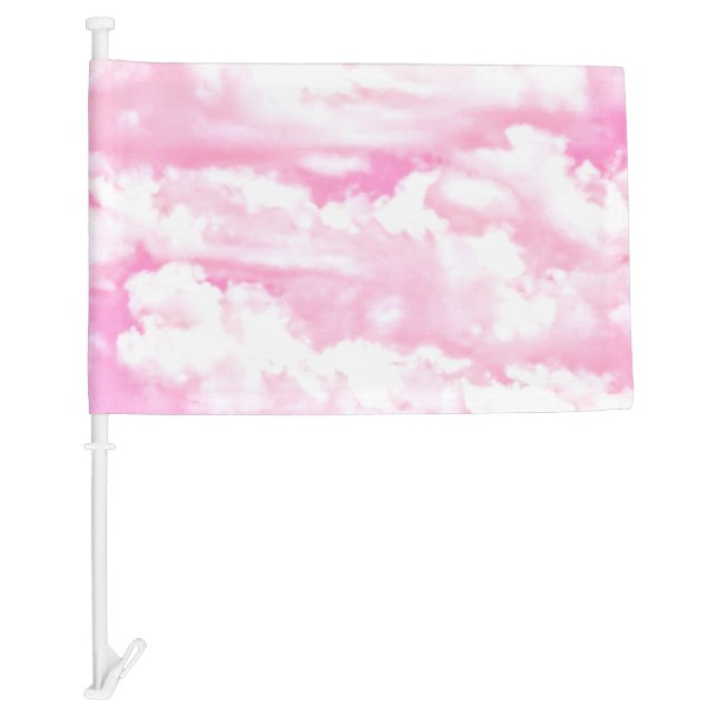 Rose Pink Happy Clouds Decor Car Flag (Front)