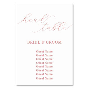 Rose Pink Head Table Wedding Seating Chart Table Number